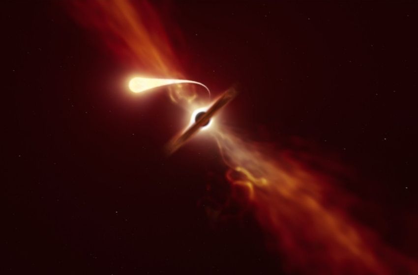 Telescópios registram momento em que estrela é engolida por buraco negro.